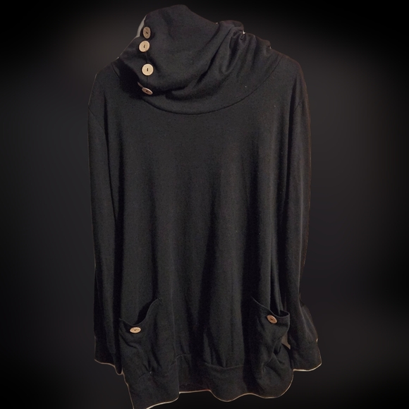 levaca Womens Long Sleeve Cowl Neck Button Tunic Top - Picture 2 of 6